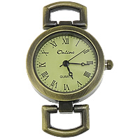aleación de zinc Cabeza de reloj, con Vidrio & acero inoxidable, chapado en color bronce antiguo, 26x49x10mm, agujero:aproximado 5mm, Vendido por UD