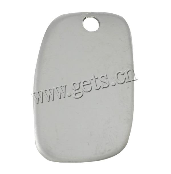 Stainless Steel Tag Charm, Rectangle, original color, Hole:Approx 3mm, Sold By PC