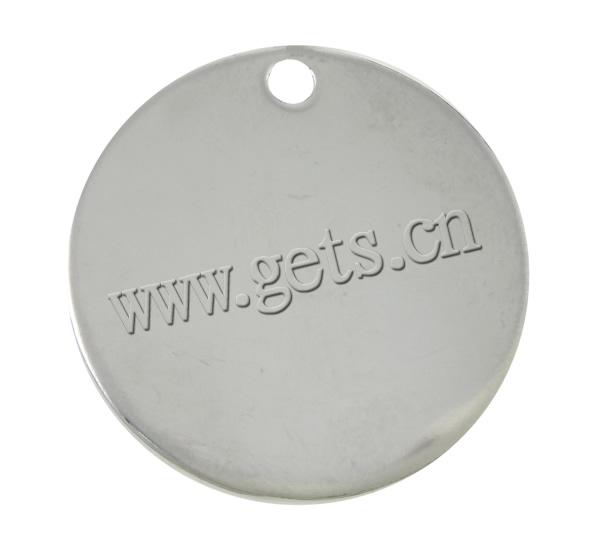 Stainless Steel Tag Charm, Flat Round, original color, Hole:Approx 3mm, Sold By PC