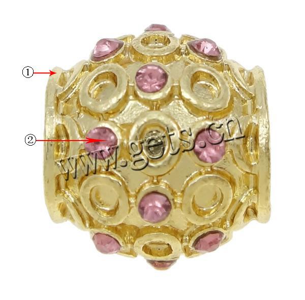 Rhinestone Zinc Alloy European Beads, Drum, plated, Customized & without troll & with rhinestone, more colors for choice, 17-20mm, Hole:Approx 5mm, Sold By PC