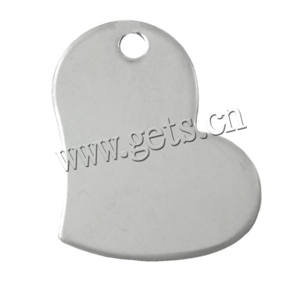 Encantos de etiqueta de acero inoxidable, Corazón, Modificado para requisitos particulares, color original, 23x30x1mm, agujero:aproximado 2.5mm, Vendido por UD