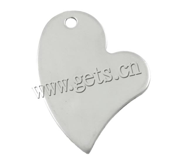 Stainless Steel Tag Charm, Heart, Customized, original color, 27x36.5x1mm, Hole:Approx 2.5mm, Sold By PC