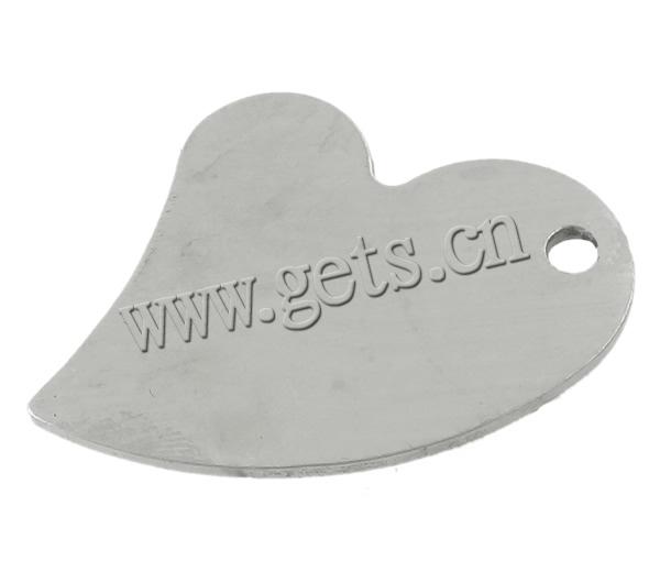 Stainless Steel Tag Charm, Heart, Customized, original color, 27x36.5x1mm, Hole:Approx 2.5mm, Sold By PC