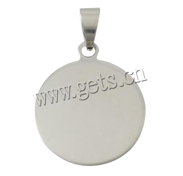 Stainless Steel Tag Charm, Flat Round, original color, Hole:Approx 5x8mm, Sold By PC