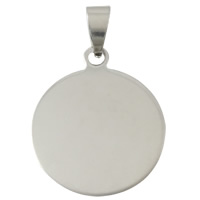 Stainless Steel Tag Charm, Flat Round, original color Approx 