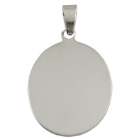 Stainless Steel Tag Charm, Flat Oval, original color Approx 