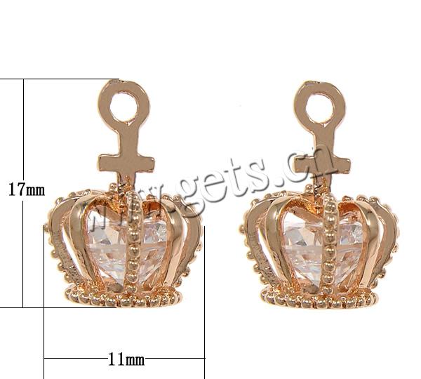 Cubic Zirconia Brass Pendants, with Cubic Zirconia, Crown, plated, faceted, more colors for choice, 11x17x11.5mm, Hole:Approx 2mm, Sold By PC