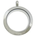 Нержавеющая сталь с плавающей медальон Кулон Рамка, нержавеющая сталь, с Стеклянный, Плоская круглая форма, разный размер для выбора, оригинальный цвет, продается PC