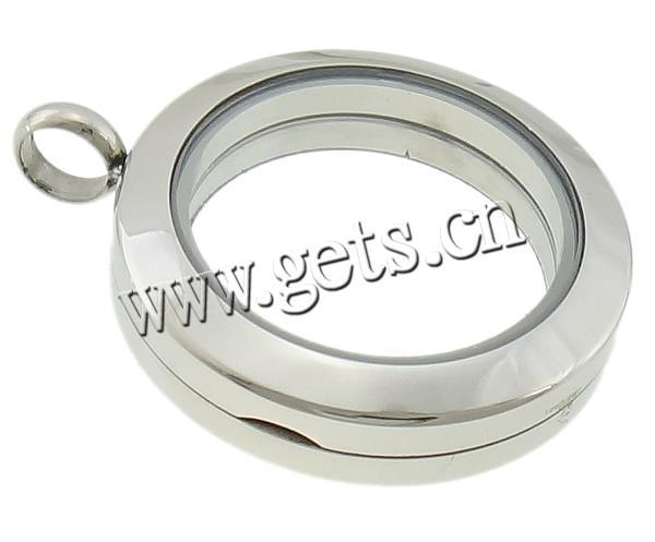 Stainless Steel Floating Locket, with Glass, Flat Round, different size for choice, original color, Sold By PC