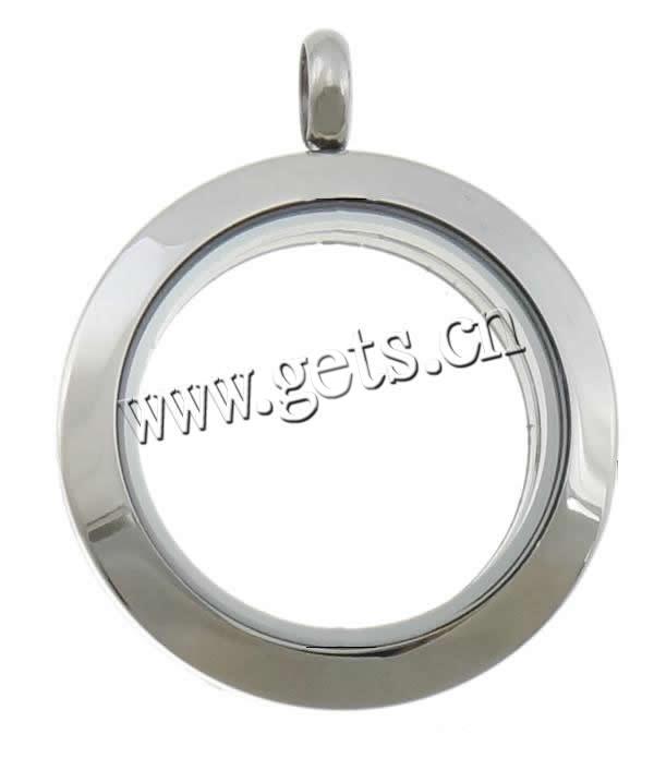 Stainless Steel Floating Locket, with Glass, Flat Round, different size for choice, original color, Sold By PC