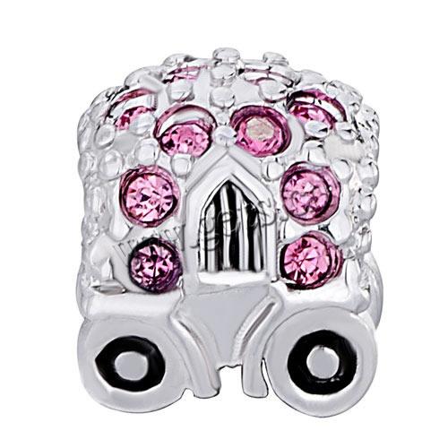 Rhinestone Zinc Alloy European Beads, Car, plated, Customized & without troll & with rhinestone, more colors for choice, 9-15mm, Hole:Approx 5mm, Sold By PC