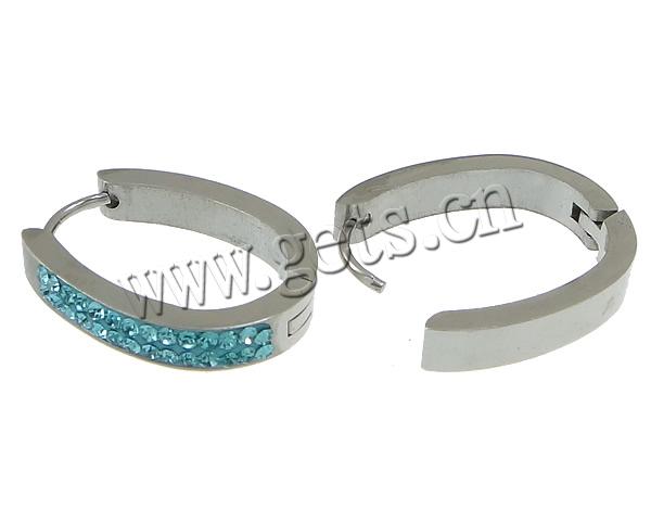 Stainless Steel Huggie Hoop Earring, 316 Stainless Steel, plated, Czech Rhinestone Clay Pave, more colors for choice, 4x22mm, Sold By Pair