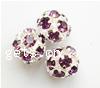 Ball Rhinestone Spacer, Brass, Round, plated, with Mideast rhinestone & hollow Grade A, 12mm Approx 1.5mm 
