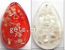 Murano Lampwork Pendant,Gold Sand, Flat oval, 47X30X7mm, Sold by PC