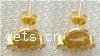 Brass Earring Stud Component, plated, with rhinestone 