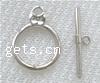 Brass Toggle Clasp, plated, single-strand 16mm 