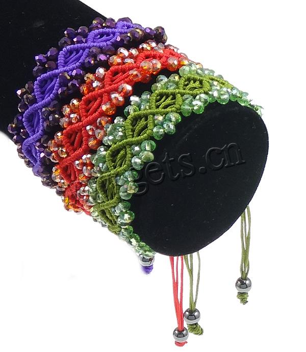 Crystal Woven Ball Bracelets, with Nylon Cord & Non Magnetic Hematite, colorful plated, Customized & faceted, more colors for choice, 20mm, 3x4mm, 5x6mm, Length:Approx 6 Inch, Sold By Strand