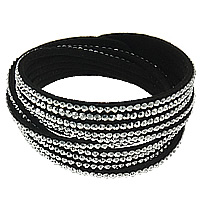 Étancher Bracelet, corde de laine, fer fermoir pression, avec strass & 2 fils, plus de couleurs à choisir, 19mm Environ 16 pouce, Vendu par brin