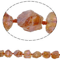 Orange Calcit Perlen, Orange Kalkspat, Klumpen, bunte Farbe plattiert, 8-37.5mm, Bohrung:ca. 2.5mm, Länge:ca. 15.7 ZollInch, ca. 16PCs/Strang, verkauft von Strang