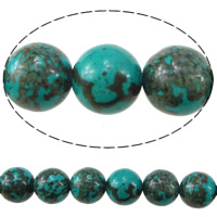 Perles turquoise naturelles teintées, Turquoise blanc naturel, Rond, bleu, 6mm Environ 1mm Environ 16 pouce, Environ Vendu par brin