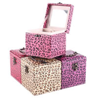 Multifunctional Jewelry Box, PU Leather, with Zinc Alloy, Cube, mixed colors 