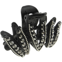 Acrylic Hair Claw Clip, with aluminum iron-on rhinestone & iron chain, painted, black 