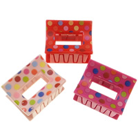 Acrylic Hair Claw Clip, Rectangle, painted, with round spot pattern 