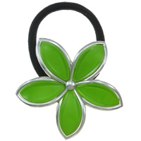 Ponytail Holder, Acrylic, with Nylon Coated Rubber Rope, Flower, UV plating, green 