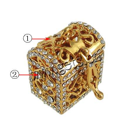 Brass European Prayer Box Pendants, Rectangle, plated, with rhinestone, more colors for choice, 18x22.5x18mm, Hole:Approx 2mm, Sold By PC