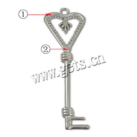 Brass Key Pendants, plated, more colors for choice, 30x89x4.5mm, Hole:Approx 4mm, Sold By PC