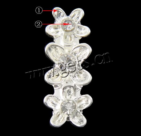 Zinc Alloy Spacer Bar, Flower, plated, 3-strand & with rhinestone, more colors for choice, 17x7x4mm, Hole:Approx 1mm, Sold By PC