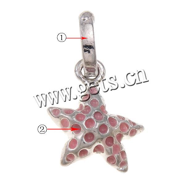 Zinc Alloy Star Pendant, plated, enamel, more colors for choice, 13x3x23mm, Hole:Approx 5x6mm, Sold By PC