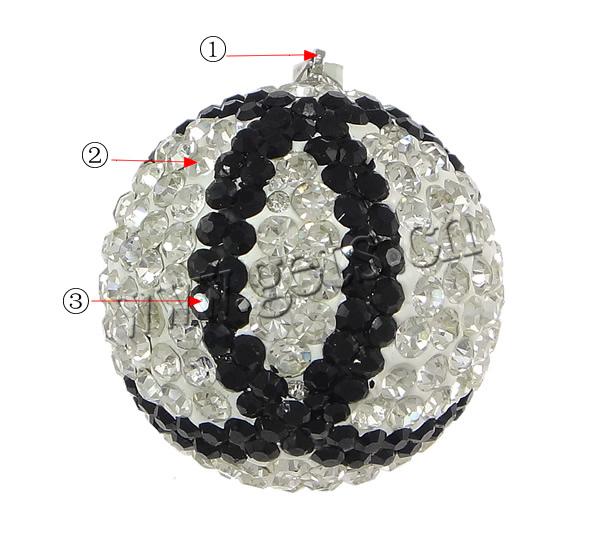 Rhinestone Clay Pave Pendants, with Brass, Round, plated, more colors for choice, Hole:Approx 3x4mm, Sold By PC
