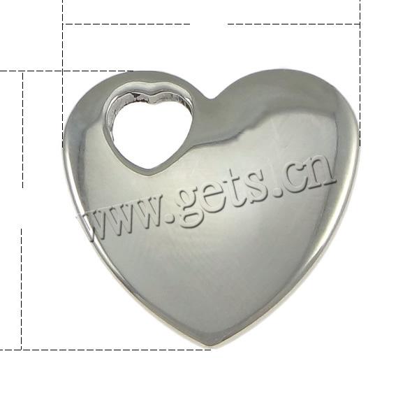 Encantos de etiqueta de acero inoxidable, acero inoxidable 304, Corazón, más tamaños para la opción, color original, Vendido por UD