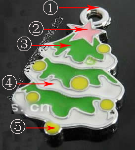 Pendentifs de Noël en alliage de zinc, arbre de noël, Placage, Bijoux de Noël & émail, plus de couleurs à choisir, 26x15x2mm, Trou:Environ 2mm, Vendu par PC