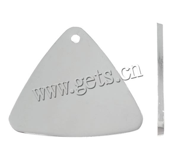Цинкового сплава тег Шарм, цинковый сплав, Треугольник, плакированный цветом блестящего серебра, не содержит никель, свинец, 30x26x1.5mm, отверстие:Приблизительно 2mm, продается PC