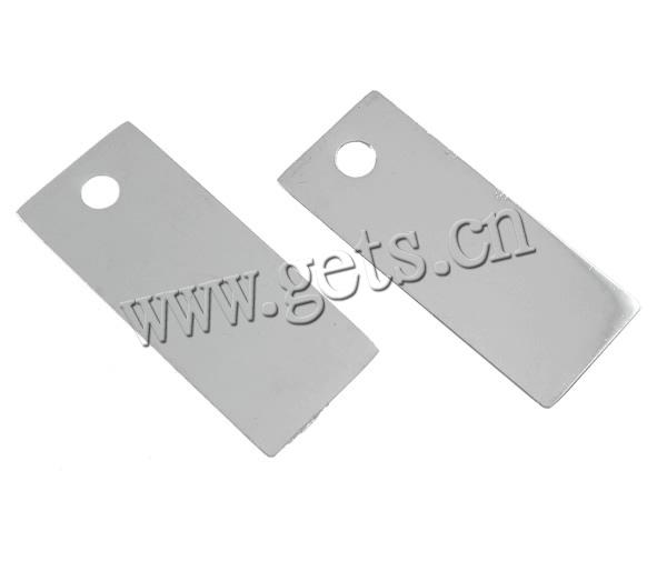 Etiqueta de aleación de zinc encanto, Rectángular, chapado en color plata brillante, libre de níquel, plomo & cadmio, 12x28x1.5mm, agujero:aproximado 3mm, Vendido por UD
