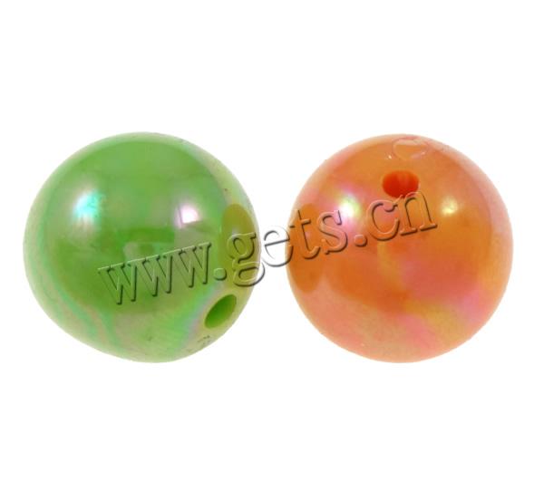 Perles acryliques plaquée, Acrylique, Rond, Placage de couleur AB, plus de couleurs à choisir, Trou:Environ 2mm, Vendu par sac
