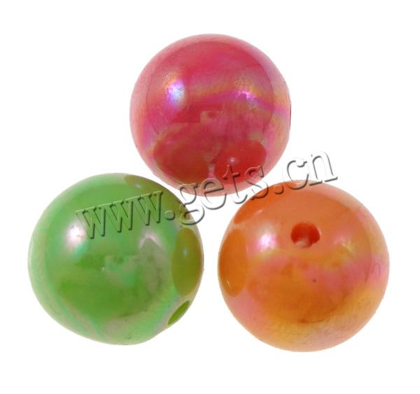 Perles acryliques plaquée, Acrylique, Rond, Placage de couleur AB, plus de couleurs à choisir, Trou:Environ 2mm, Vendu par sac