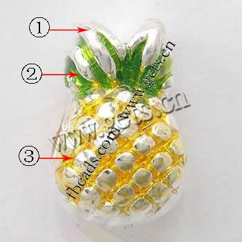 Enamel Zinc Alloy European Beads, Pineapple, plated, without troll & large hole, more colors for choice, 12x8mm, Hole:Approx 4.5mm, Sold By PC