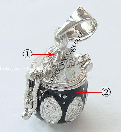 Zinc Alloy European Prayer Box Pendants, plated, enamel, more colors for choice, 21x12x15mm, Hole:Approx 4.5mm, Sold By PC