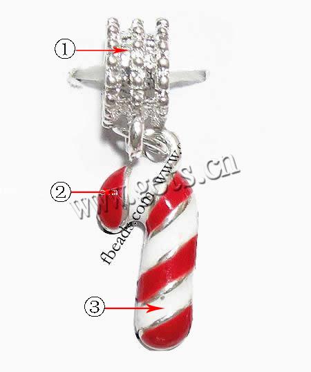European Christmas Pendant, Zinc Alloy, Christmas Candy Cane, plated, Christmas jewelry & without troll & enamel, more colors for choice, 19x8x3.5mm, Hole:Approx 4.5mm, Length:31 , Sold By PC