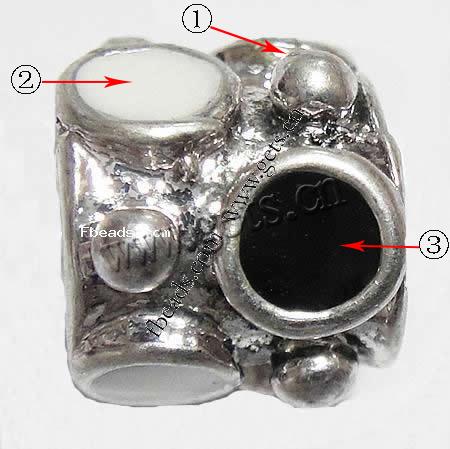 Emaille Zink Legierung Europa Perlen, Zinklegierung, Rohr, plattiert, ohne troll & großes Loch, keine, 9x9mm, Bohrung:ca. 4.5mm, verkauft von PC