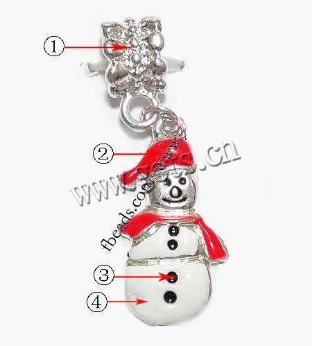 European Christmas Pendant, Zinc Alloy, Snowman, plated, without troll & enamel, more colors for choice, 24x13x2mm, Hole:Approx 4.5mm, Length:39 , Sold By PC