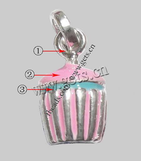 Zinc Alloy European Pendants, Cake, plated, without troll & enamel, more colors for choice, 10x17x10mm, Hole:Approx 4.5mm, Length:24 , Sold By PC