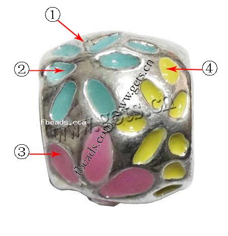 Enamel Zinc Alloy European Beads, Drum, plated, without troll & large hole, more colors for choice, 8x9mm, Hole:Approx 4mm, Sold By PC