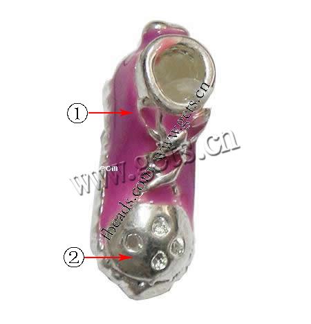 Zinc Alloy Shoes Pendants, with enamel, plated, enamel, more colors for choice, 15x5x8mm, Hole:Approx 2mm, Sold By PC