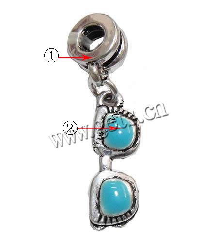 Zinc Alloy European Pendants, Glasses, plated, enamel, more colors for choice, 20x7x2mm, Hole:Approx 4mm, Length:26 , Sold By PC