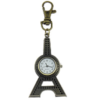Zinc Alloy Key Chain Findings, with Glass, Tower, antique bronze color plated, lead & cadmium free  Inner Approx 1.5mm 
