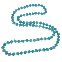 Collar de la joyería de la turquesa, Turquesa sintético, Cúbico, 2-sarta, azul, 8x8x8mm, longitud:aproximado 45 Inch, Vendido por Sarta